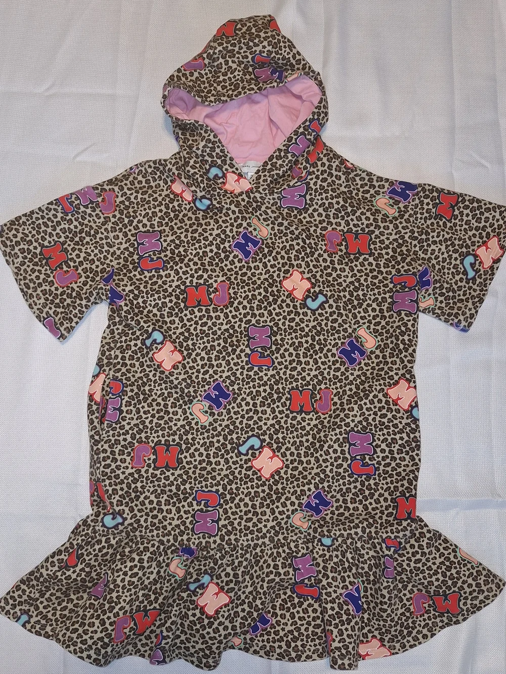 Marc Jacobs Kids Girl Leopard Dress With Hood Sz 10 Cheetah Print MJ Logo 130cm